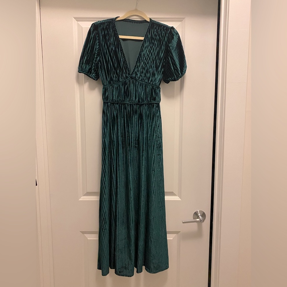 Brand new size S dark green velvet maxi dress